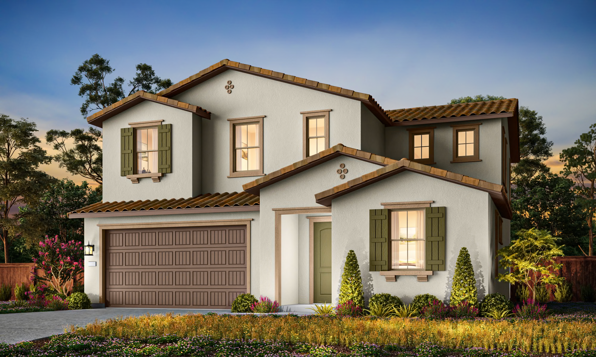 Bay Area luxury home at dusk