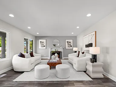 Formal living room with fireplace